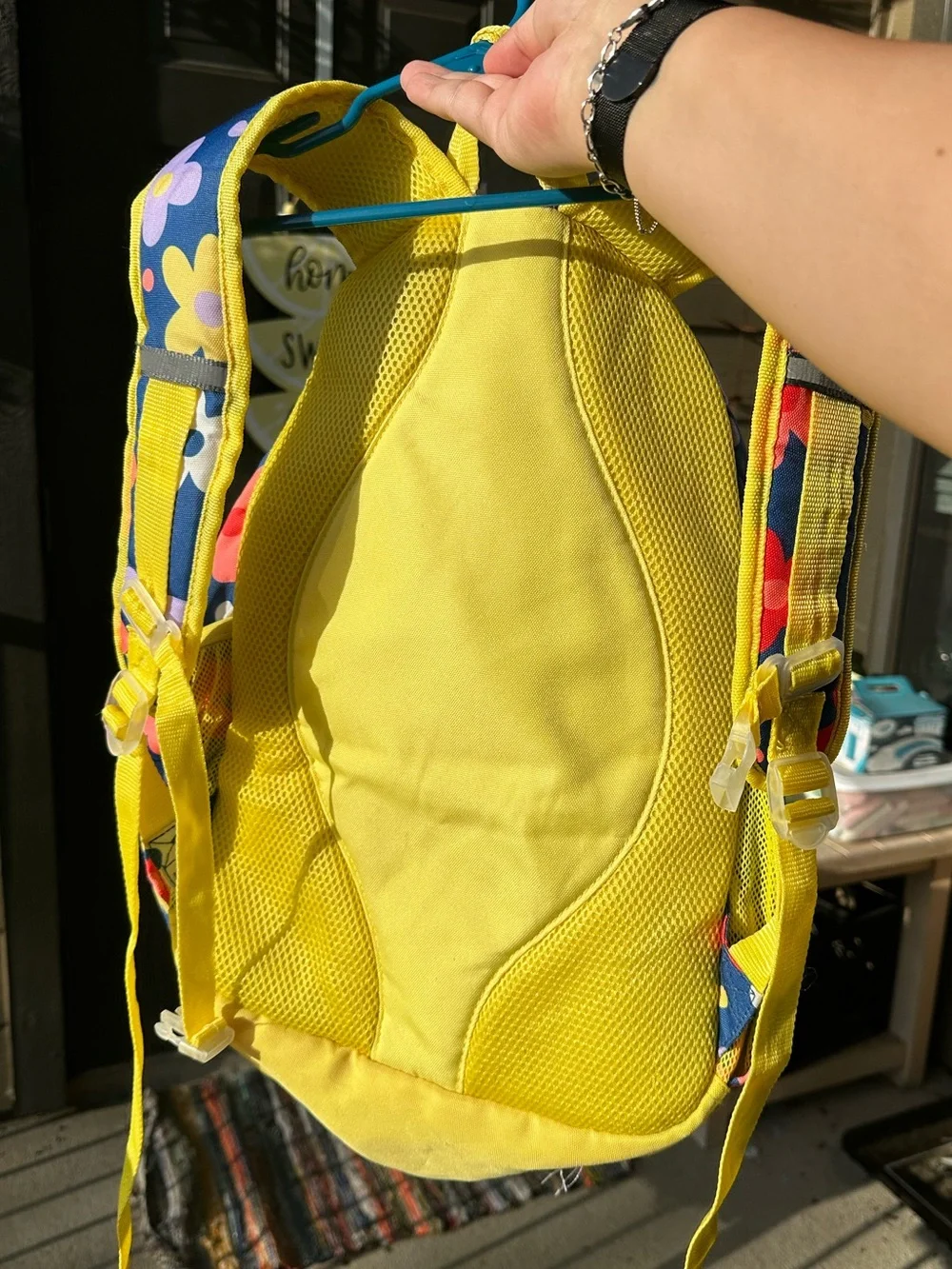 Cat & Jack Navy Floral Kids Backpack with Yellow Trim